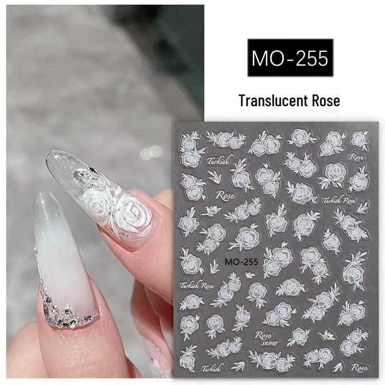 

3D Тисненые Белые Розы, Камелии и Цветы Сакуры Бабочки Наклейки для Ногтей