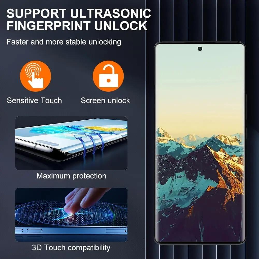 2PCSScreen Protector for Honor 100 90 80 70 60 50 Tempered Glass 9H 3D Curved Protective Anti Scratch Fingerprint Scan Bubble free