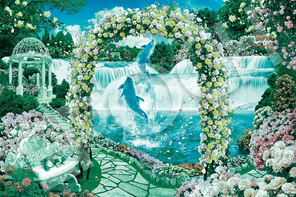 EPOCH 2016 Very Small Piece Jigsaw Puzzle Marine Art Dolphins in the Rose Garden x 75 Includes and point Illustration/Art (50 cm) 23-801s glue,