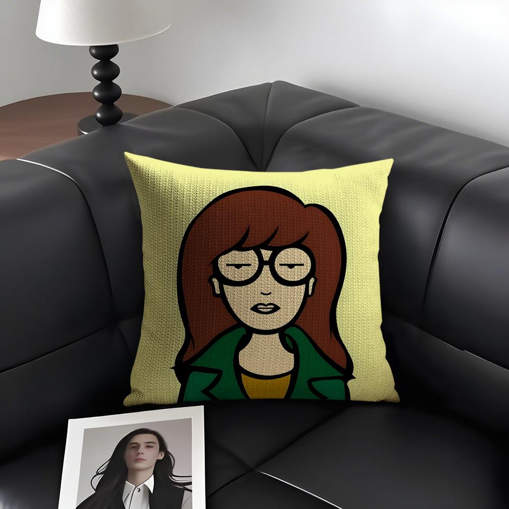 

DDaria Cartoon Cushion Cover Natural Linen Organic Fabric DoubleSided Printing Sofa Home Decor Gift Pillow Case 30x30cm