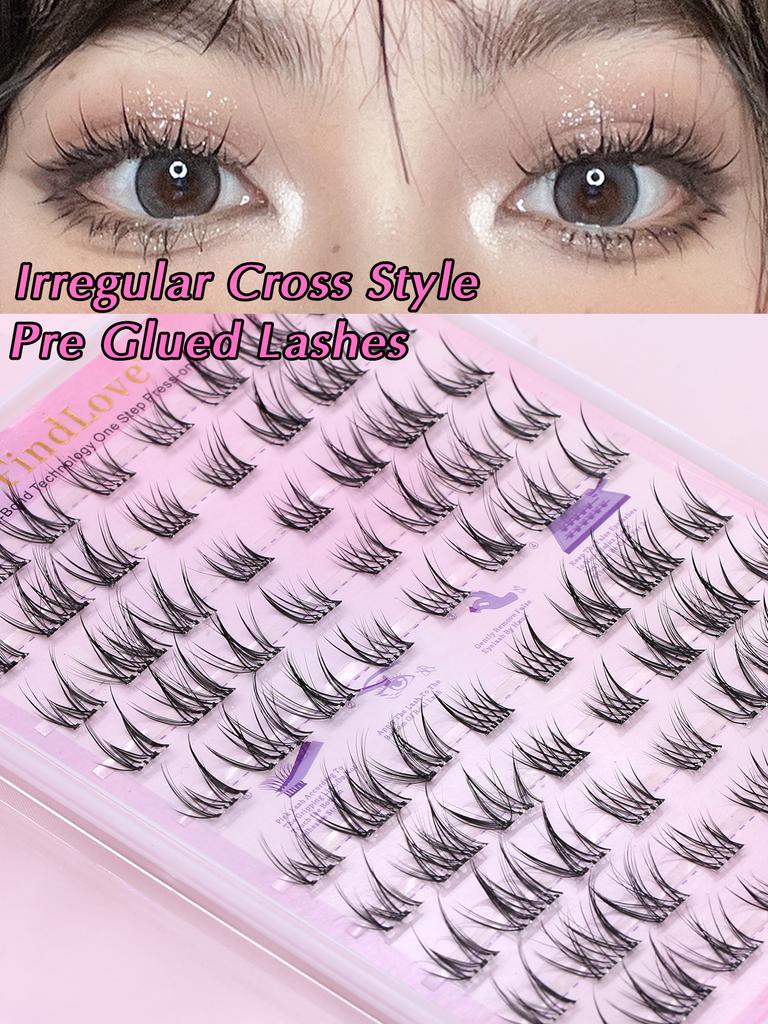 Brown Lashes New Type 10 Rows Glue Free Lashes Easy Application Eyelashes Reusable Lash Clusters with No Glue Needed