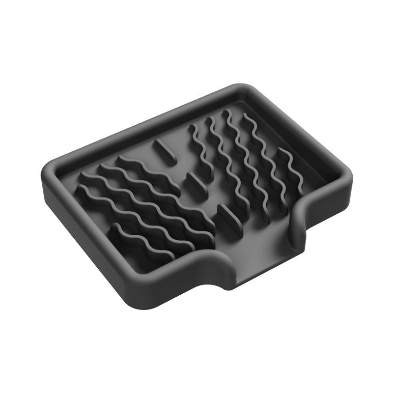 Silicone Soap Holder Self Draining Soap Bar Holder Kitchen Soap Dish Sponge Tray Counter Caddy Organizer For Dish Soap Dispenser