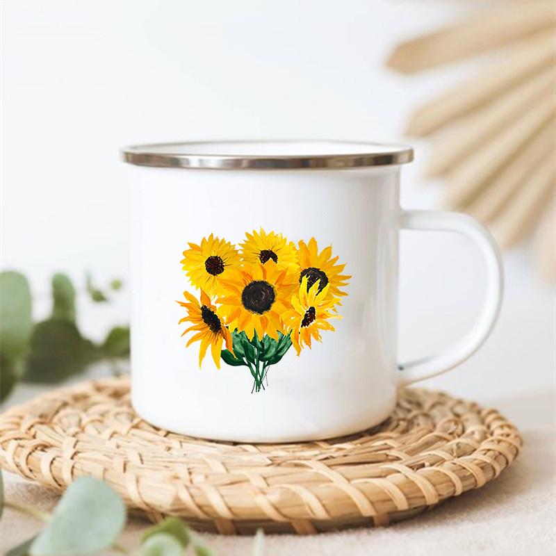 Peace Love Sunflower Elephant Print Mugs Stainless Cup of Coffee Original Breakfast Cups to Sublimate Cupshe Mug Drinkware Beer