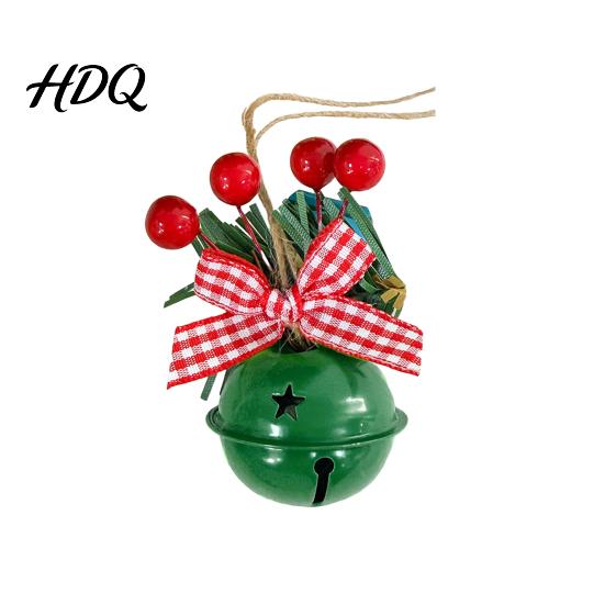 Reusable Festive Home Accents Christmas Bell Hanging Ornament Red Gold Pine Cone Wreath Decor Retro Pastoral Style Baubles for Tree Rustic Farmhouse