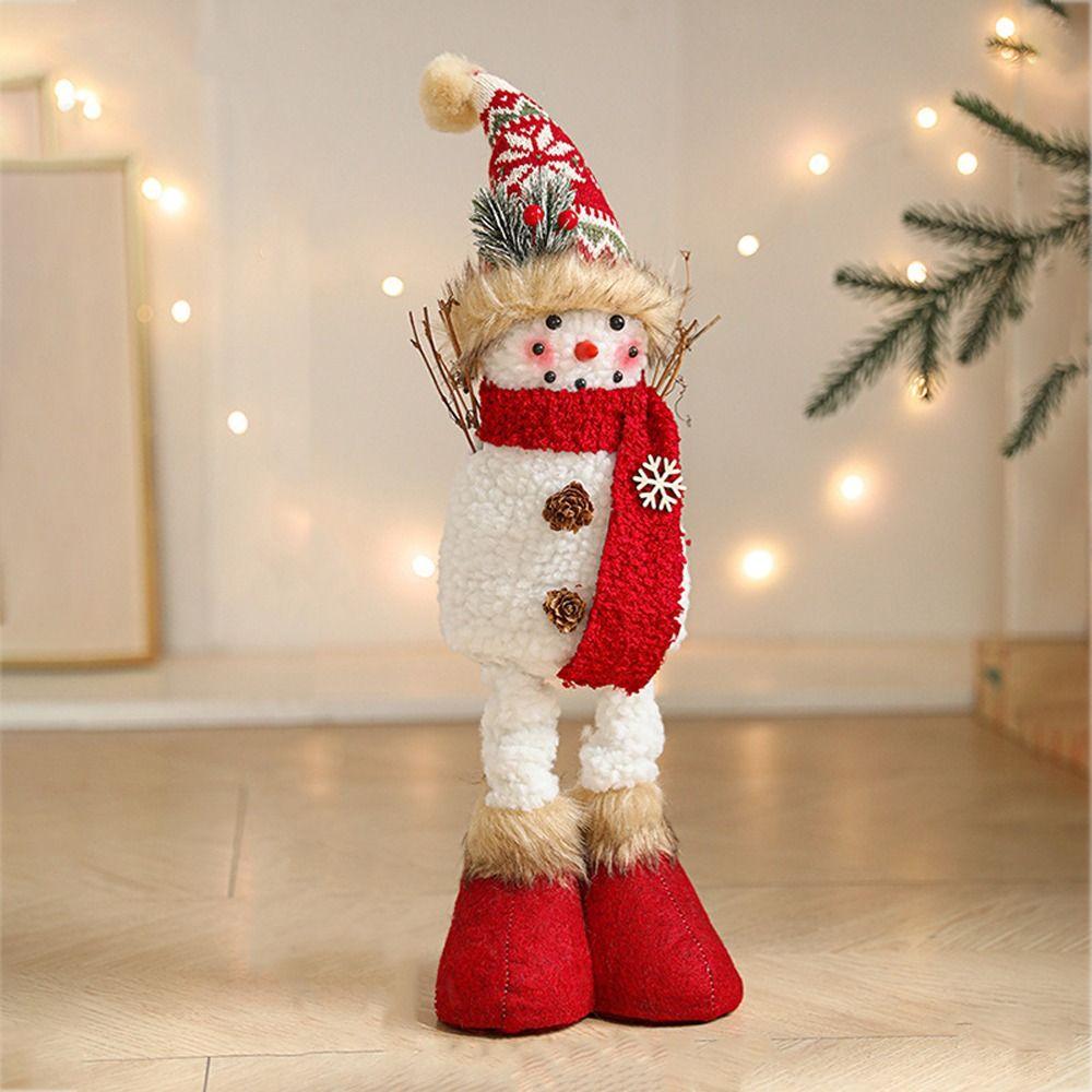 Cartoon Long Legs Snowman Ornaments Cute Plush Snowman Doll Toy Home Xmas Decoration