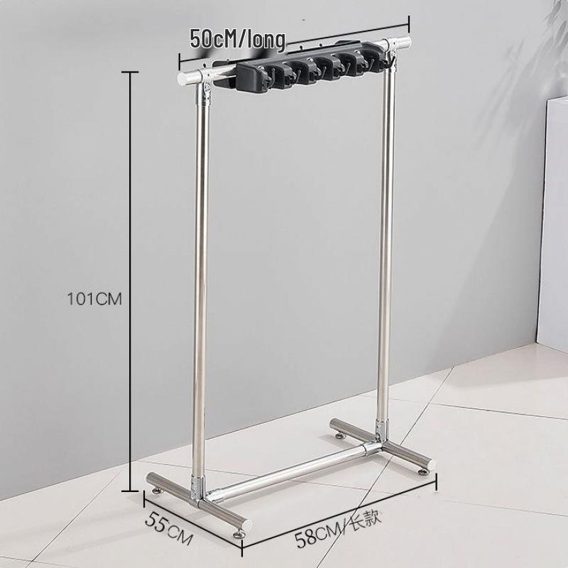 Mobile Stainless Steel Mop and Broom Rack for Storage and Organization