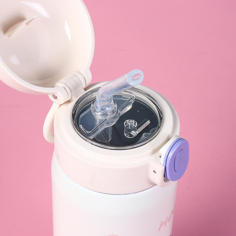 Cute Bear Insulated Water Bottle 304 Stainless Steel Double Wall Vacuum Flask Portable Leak-Proof Travel Mug For Students Kids