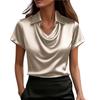 Maglia a pullover da donna alla moda con colletto, maniche corte, temperamento