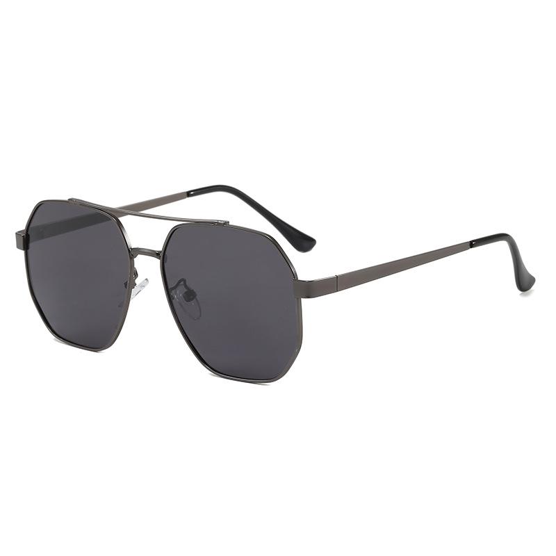 Retro metal large frame men's double beam polarized sunglasses driver driving sunshade sunglasses fishing glasses toad glasses