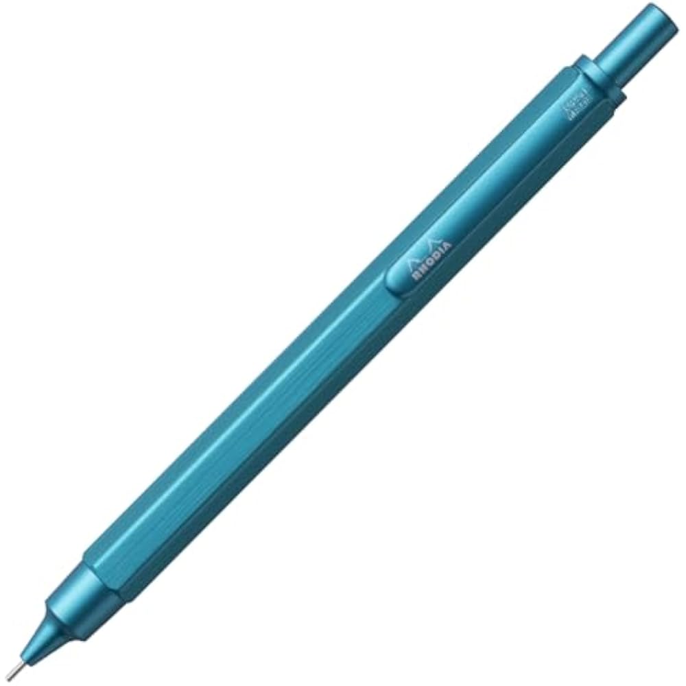 Rhodia Mechanical Pen 0.5mm Script Hexagon Shaft Aluminum Body Anodized Hairline Finish Turquoise...