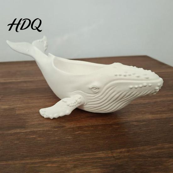 Whale Figurine for Storage Humpback Bowl with Hollow Groove 3D Printed Texture Relief Ocean Style Desktop Decoration Jewelry And Small Items