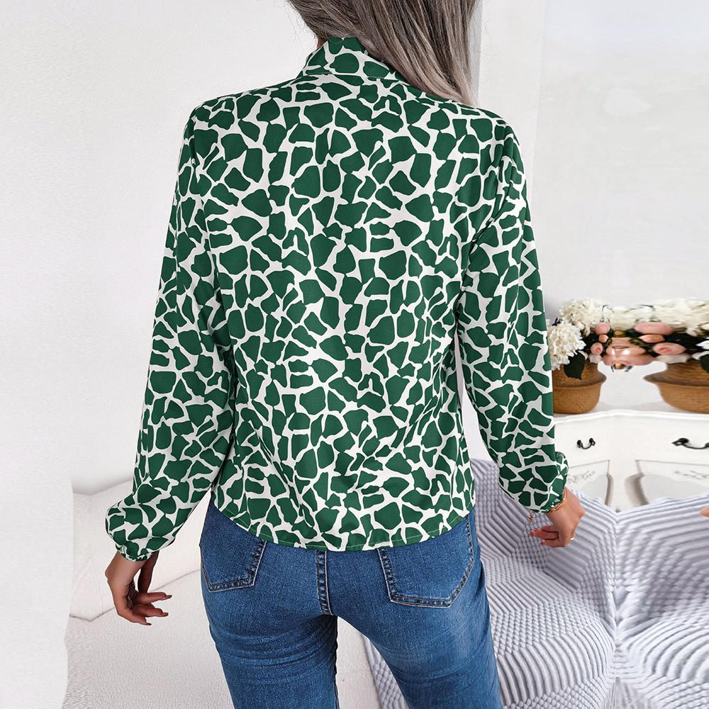 Женские осенне-зимние темпераментные шифоновые блузки контрастного цвета со шнуровкой — фото 8