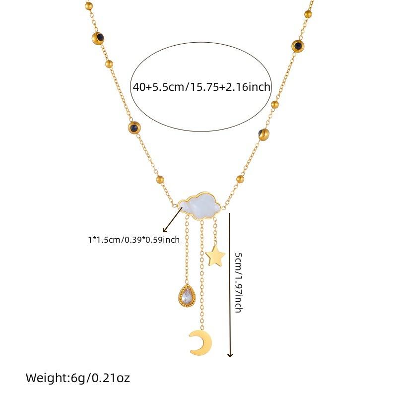 White Shell Cloud Star Moon Tassel Drop Niche Fashion Jewelry Necklace