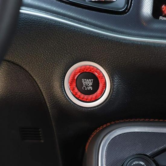 For Ram 3500/2500/1500 11-2024 Red Carbon Keyless Engine Start Button Ring Trim