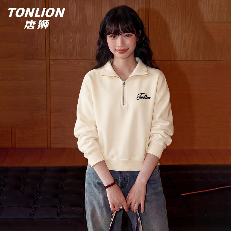 TonLion Women's Polo Collar Letter Print Sweatshirt