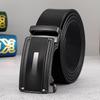 Men's Leather Automatic Buckle Belt: Holeless, Adjustable, Top Layer Cowhide for Business Casual Wear.