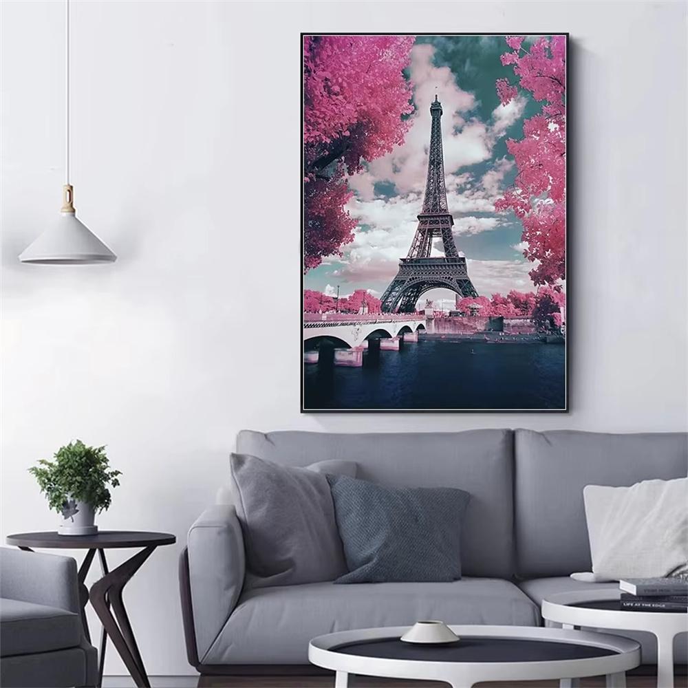 DIY Diamond Painting Iron Tower Cross Stitch Kit Mosaic Art Diamond Painting Full Circle Diamond Home Decoration
