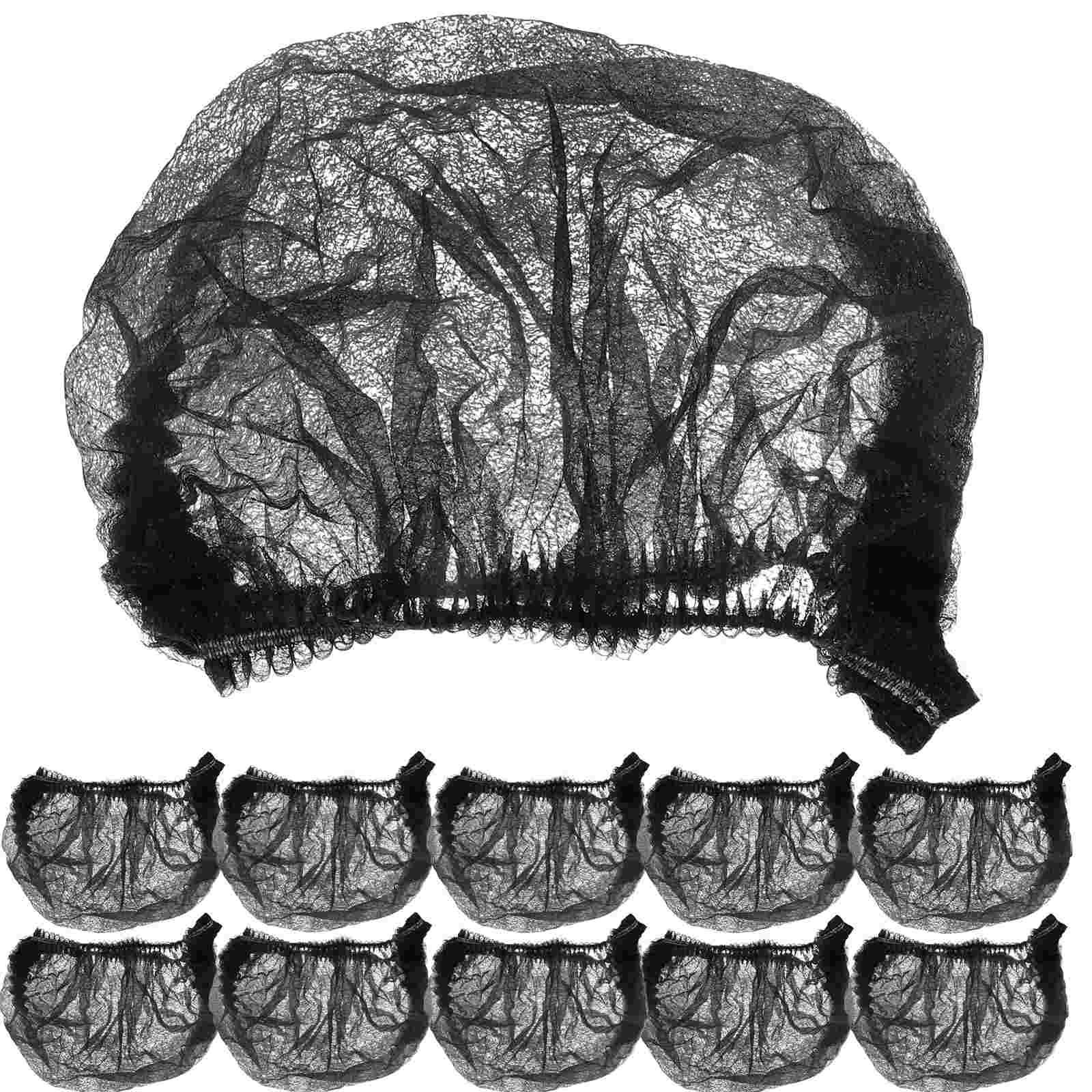 100 шт. Аксессуары для волос для женщин Одноразовая очищающая шапочка Сеточка для волос Сеточки для волос Обслуживание пищевых продуктов чёрный