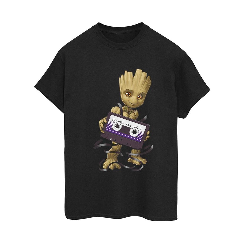 Marvel Womens/Ladies Guardians Of The Galaxy Groot Cosmic Tape Cotton Boyfriend T-Shirt