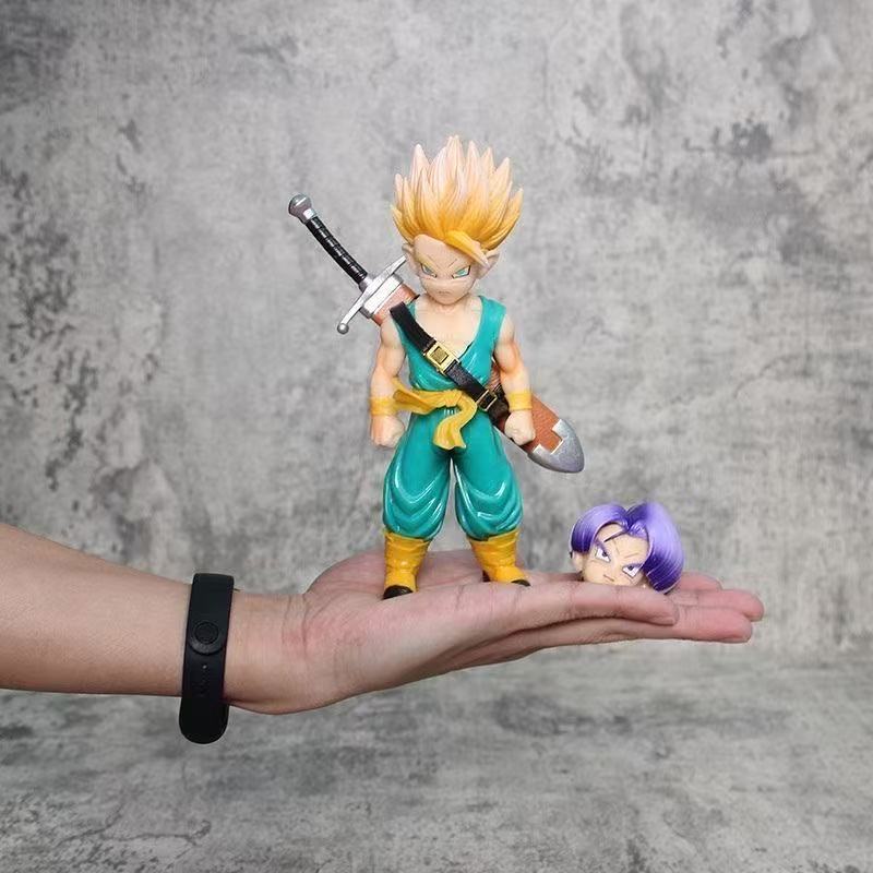 

18cm Anime Dragon Ball Childhood Yellow Hair Trunks Double Headed Figure PVC Action Figures Model Decoration Toys Christmas Gift