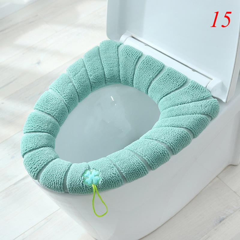 Zimowa ciepła nakładka na deskę sedesową Closestool Mat 1 szt. Zmywalne akcesoria łazienkowe Knitting Pure Color miękka podkładka w kształcie litery O deska sedesowa