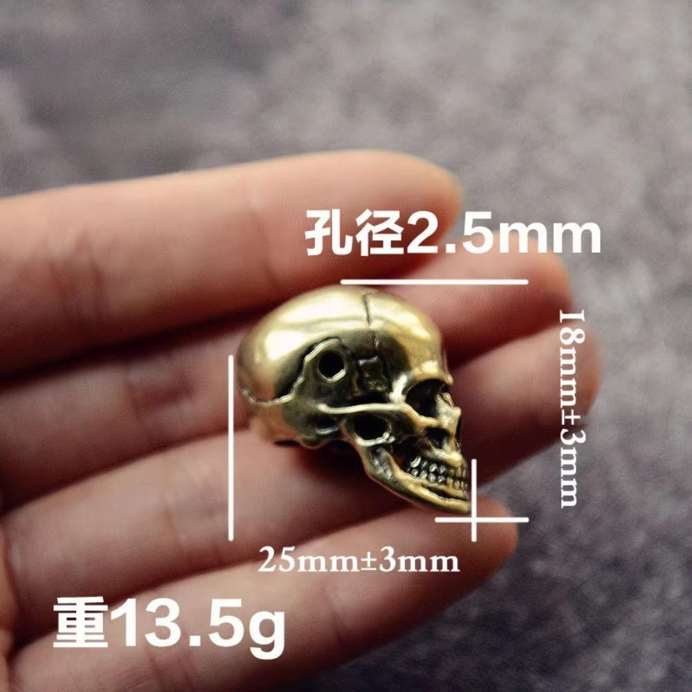 2pcs Retro Brass Skull Statue With Holes Diy Accessories Decor Metal Skeleton Ornament Home Decoration