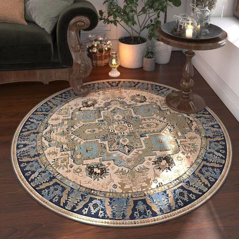 Retro Circular Carpet Home Bedroom Living Room Sofa Coffee Table Room Thick Floor Mat Carpet Chair Mat