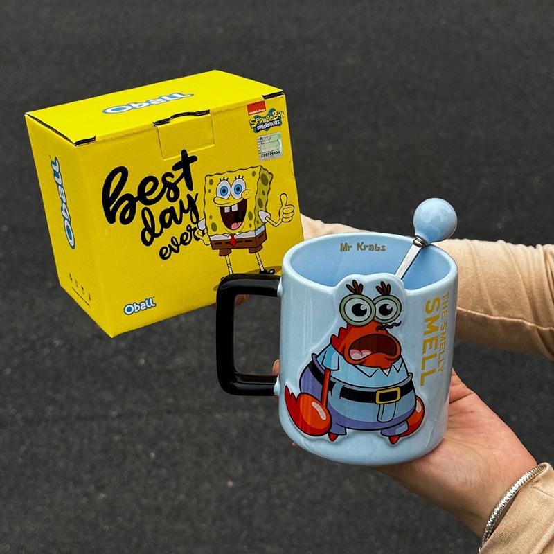 Taza Bob Esponja Calamardo Hermano Taza de Cerámica de Alto Valor para Niñas Taza de Agua para Parejas Regalo de Cumpleaños para Niños