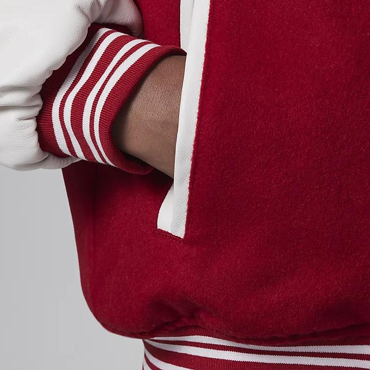 Jordan Varsity Logo Jacket With Stand Collar And Single-Breasted Closure Kids Outerwear Red FV6043-687