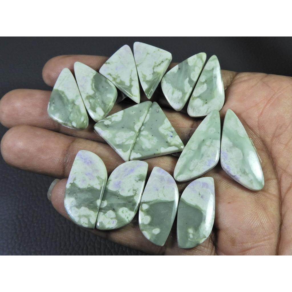 26-32 MM Natural Peace Jade Matched Pair Fancy Cabochon Gemstone 7 Pair Lot C-769
