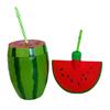 Watermelon Cup with Lid And Straw Reusable Plastic Watermelon Drinking Cups Fun Fruit Drinkware for Parties Picnics And Summer Events
