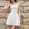 Summer New Four-sided Elastic Tube Top Dress, Sexy Temperament Muse Backless Strap Waist Small Skirt