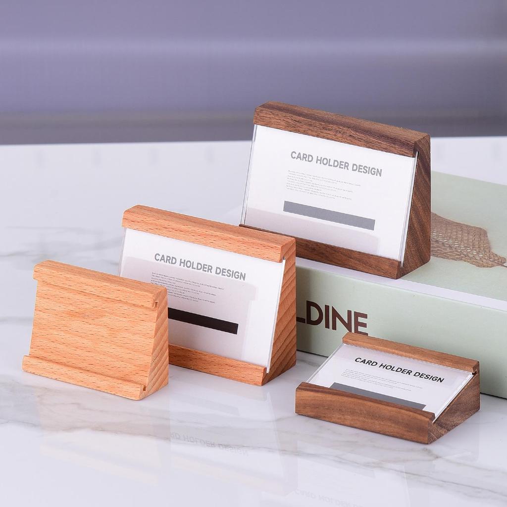 Solid Wood Table Sign Holder - Beveled Base for Hotels, Restaurants, and Shops