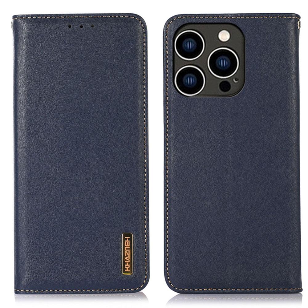 KHAZNEH For iPhone 16 Pro Max Case Genuine Cow Leather Wallet Phone Cover Nappa Texture