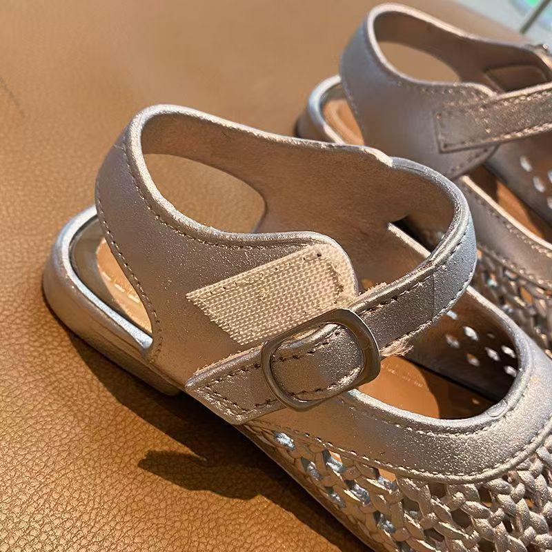 2025 Summer New Girls' Woven Turban Sandals - Soft Sole Toddler Princess Shoes