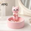 Dust-proof Jewelry Storage Cute Cat Tray with Deep Plate Slot Pink Matte