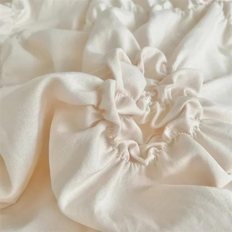 Three-dimensional Pinch Pleated Crafts Double Duvet Cover Set 220x240 Solid Twist Flowers King Size Bedding Set Quilt Cover Set