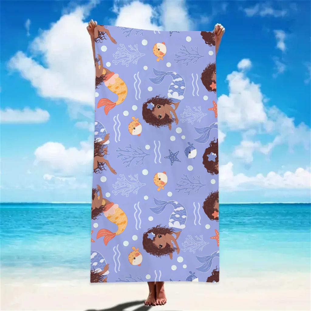 Cartoon Beach Towel Soft Bath Towels Absorbent Quick-Drying Yoga Swimming Outdoor Pool Towel Birthday Gift For Girls