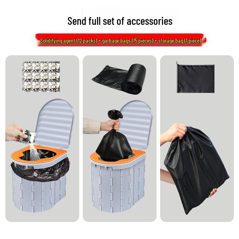 Foldable Portable Outdoor Toilet for Adults - Emergency Travel, Camping, Ladies' Commode