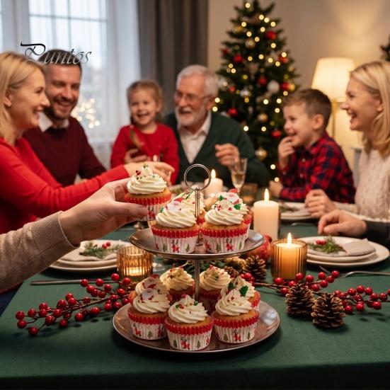 Snowflake Pattern Cupcake Cups 100PCS Christmas Liners, Food Grade Greaseproof Baking Cups, Festive Holiday Paper Molds Patterns Print Round Trays for