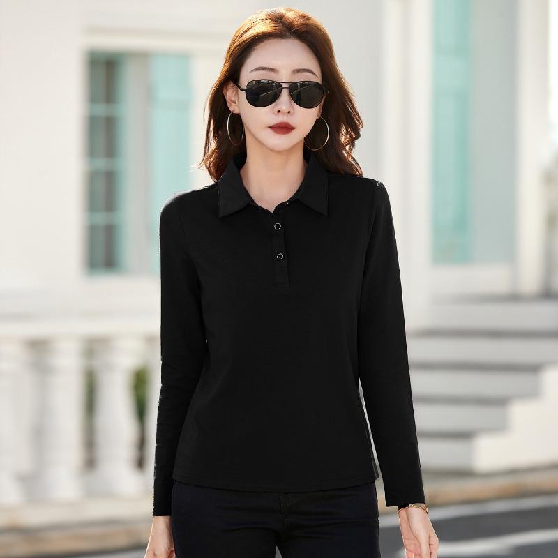 Women's Long-sleeved T-shirt Spring and Autumn New Lapel Polo Shirt Outer Wear Bottoming Shirt Was Thin Women's Clothing