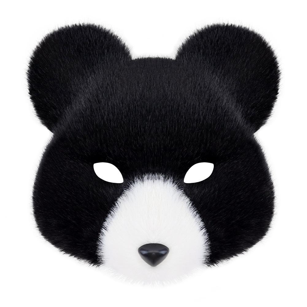 Halloween Simulation Brown Bear Mask Masquerade Party Cosplay Plush Mask Cross-Border Full Face Mask Props