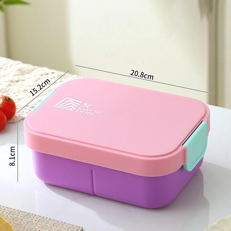 Portable Lunch Box Plastic Bento Box Microwave Heated Lunch Box with Fork&Spoon Tableware Picnic Food Fruit Container Dinnerware