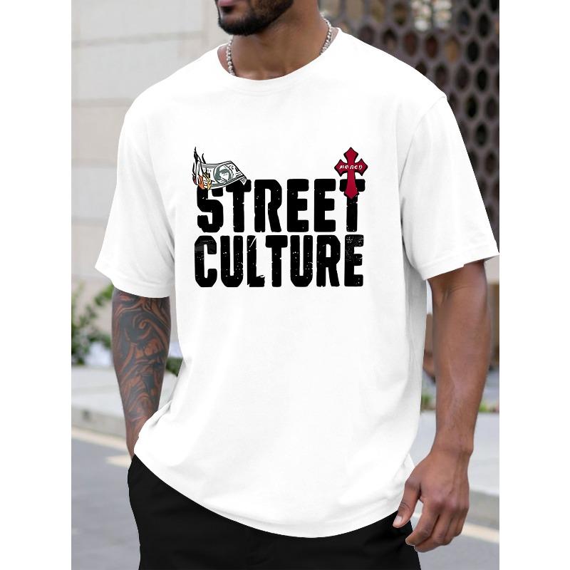 Men s Simple Pattern Printed Short Sleeve T-Shirt Loose Street Style Short Sleeve S белый