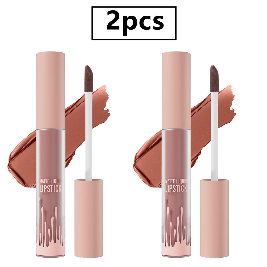 2er-Pack Matter Flüssig-Lippenstift für Frauen, Wasserdicht & Langhaltend, Nicht-Klebbender Pigmentierter Lipgloss, Alltags- bis Party-Make-up