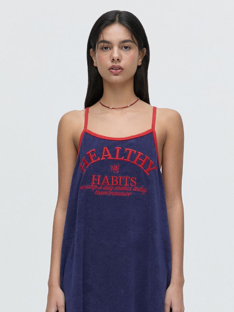 Minasu Menasoo Summer Basic Terry Strap Onepiece_Navy