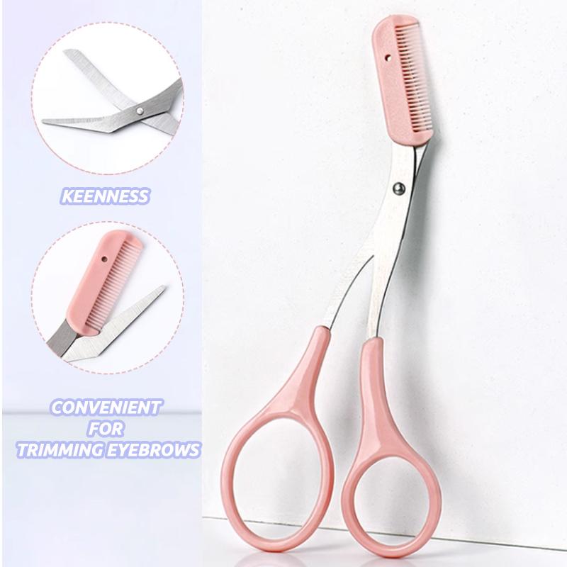 Beginner Safety Eyebrow Grooming Kit with Comb, Scissors, and Tapered Blade for Precision Trimming