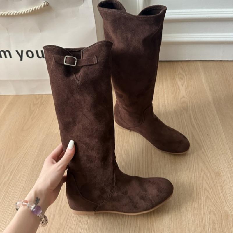 Fashion 2025 Fashion Genuine Leather Long Tube Boots Western Faux Fur Lined Thi Heel Autumn Winter Versatile Slimming Knight Boots
