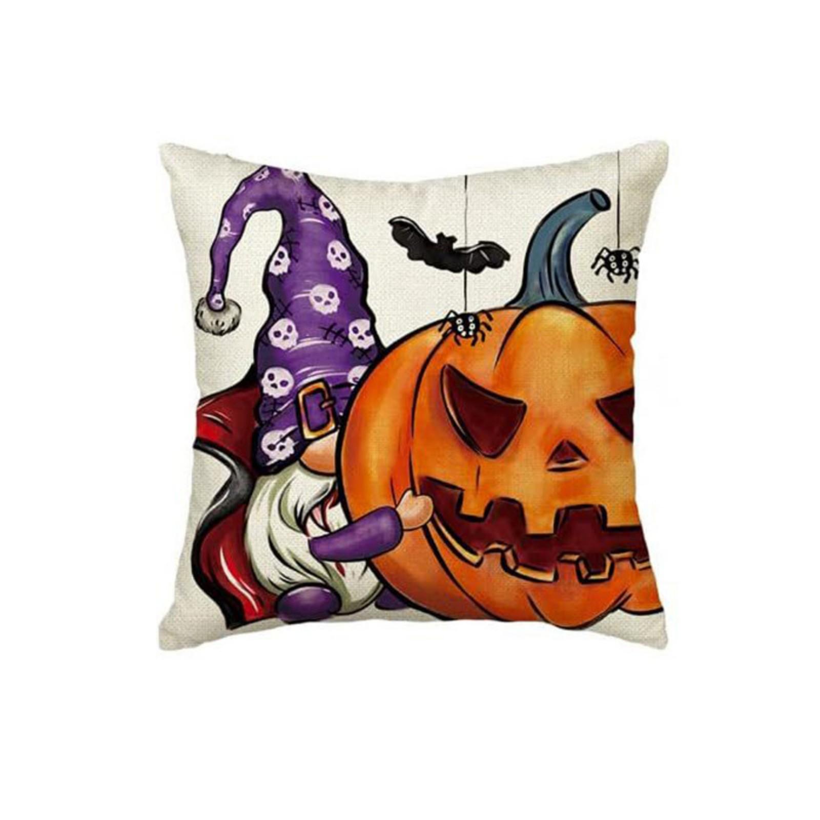 

Halloween Decorative Pillow Cover 45x45cm Halloween Pumpkin Bat Spider Print Cushion Case Sofa Bed Home Decor One Size