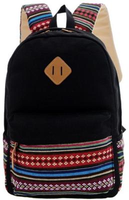 iSmile and Outdoor Perfect for and Casual Black Backpack, Men's Women's, Canvas, Commuting, School, Use,